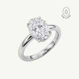 Statement Platinum Oval Diamond Ring - The Nadira Ring - Dainty London
