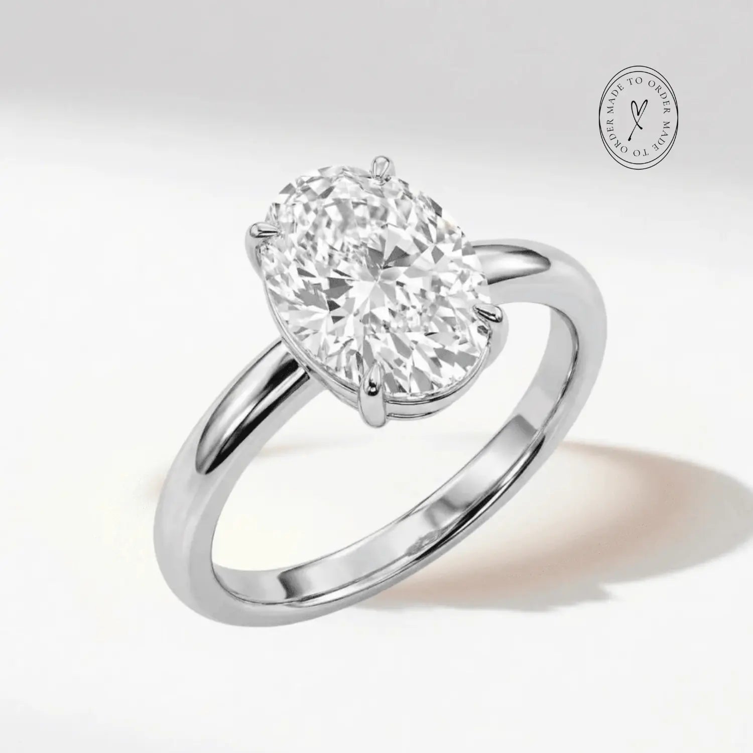 Statement Platinum Oval Diamond Ring - The Nadira Ring - Dainty London