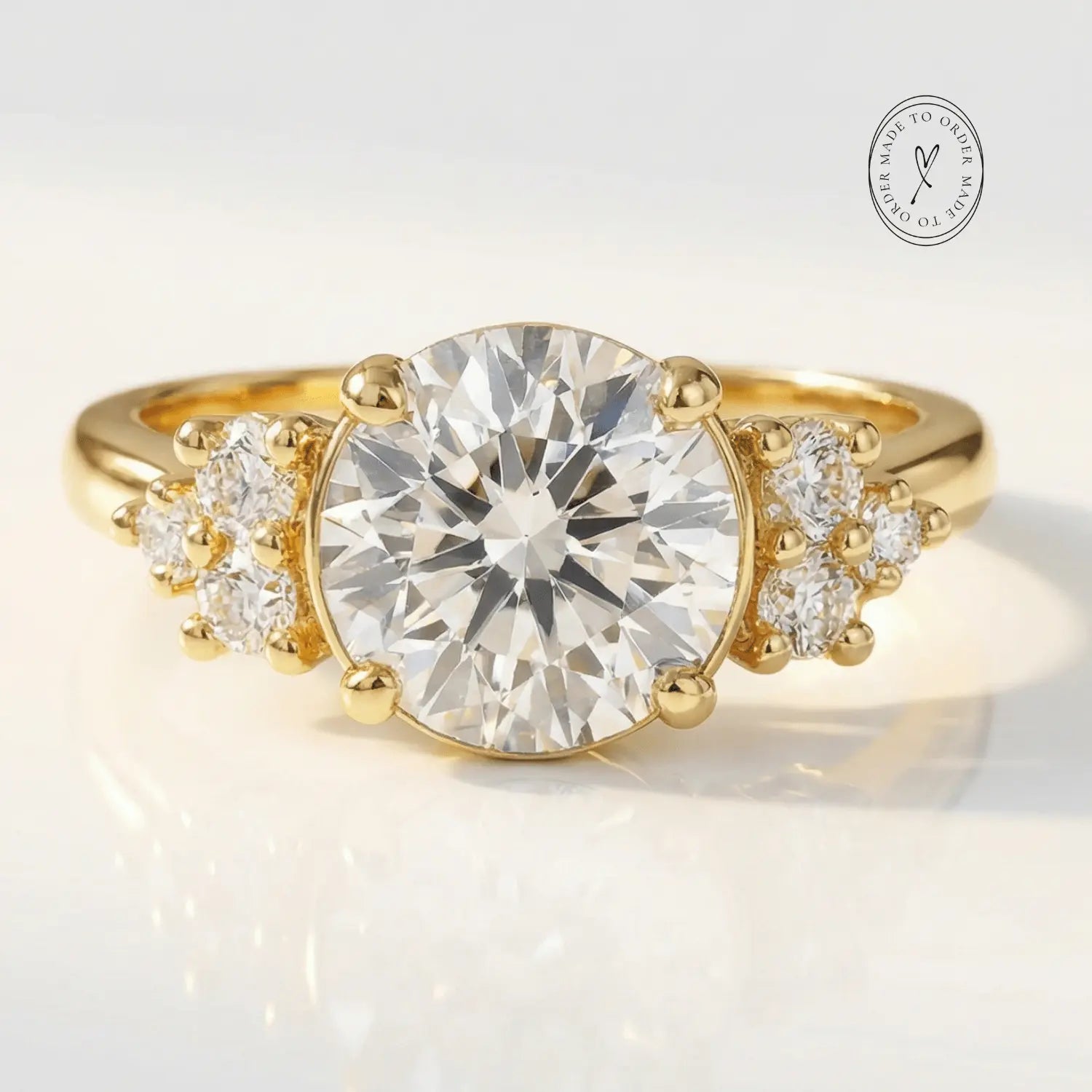 Statement Solid Gold Cluster Diamond Ring - The Nancy Ring - Dainty London