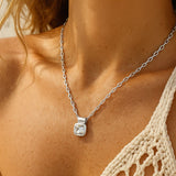 White Gold Diamond Necklace - Adamas - Dainty London white gold necklace, lab-grown diamond, GIA certified ring, modern jewellery gift, luxury statement necklace, ethical gold jewellry, chunky gold chain, boho layered necklace, anniversary gift, contemporary gemstone, sustainable luxury gift, evening wear jewelry, versatile layered necklace