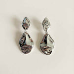 sterling silver earrings, statement drop earrings, organic crinkle texture, wind-inspired jewellery, airy statement earrings, gift for her, modern boho jewellry, poetic jewelry, handcrafted silver earrings, minimalist statement jewelry, lightweight earrings, special occasion gift, nature-inspired jewellery