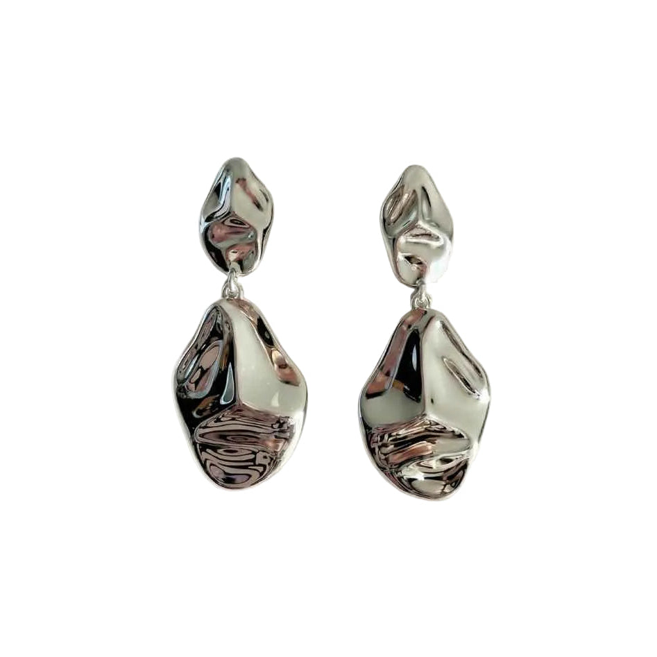 sterling silver earrings, statement drop earrings, organic crinkle texture, wind-inspired jewellery, airy statement earrings, gift for her, modern boho jewellry, poetic jewelry, handcrafted silver earrings, minimalist statement jewelry, lightweight earrings, special occasion gift, nature-inspired jewellery