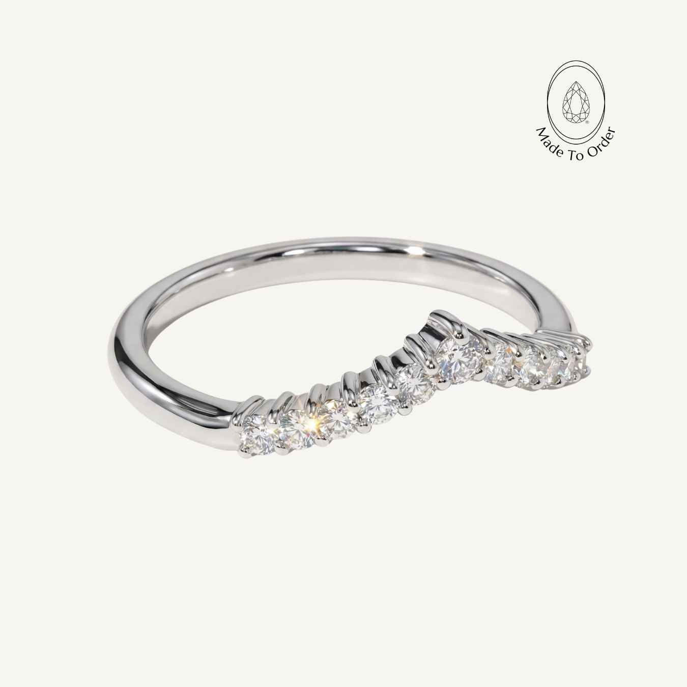 The Elizabeth Ring - V Shaped Diamond Wedding Eternity Bands - Dainty London