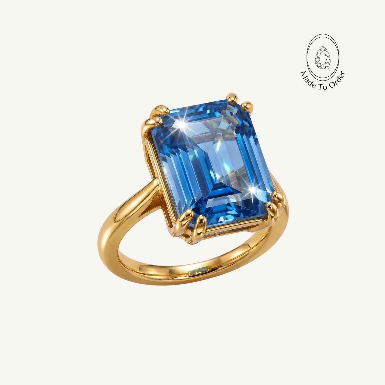 The Gold Bali Ring - ocean blue topaz ring, Bali inspired jewellery, cocktail ring women, silver vermeil ring, gold vermeil jewellry, ocean motif ring, nature lover gift, sea themed jewelry, statement cocktail ring, handcrafted Bali jewellery, summer jewelry gift, beach wedding ring, unique jewellery gift