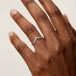 The White Gold Nora Ring - Diamond Wedding Band with Curve - Dainty London