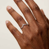 The White Gold Nora Ring - Diamond Wedding Band with Curve - Dainty London