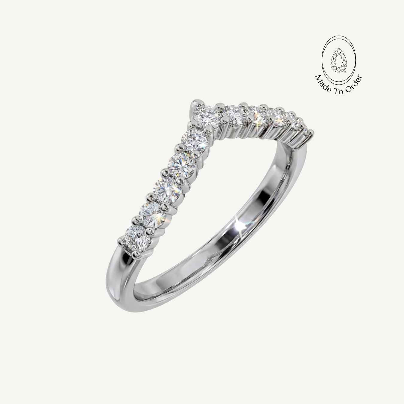 V Shape Diamond White Gold Ring - Amara - Dainty London