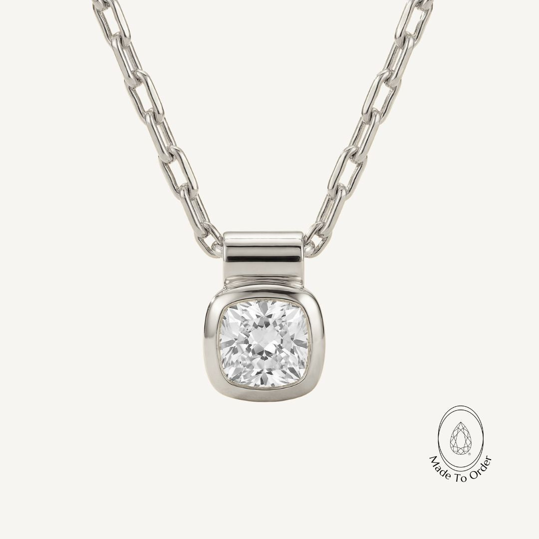 White Gold Diamond Necklace - Adamas - Dainty London white gold diamond necklace, lab-grown diamond jewellery, statement solid gold necklace, vintage style jewellry, gift for her, ethical jewelry, everyday luxury necklace, modern statement necklace, layered jewellery, GIA certified diamond, bridal jewellery, evening wear necklace, birthday gift for women