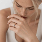 White or Yellow Gold London Blue Topaz Diamond Ring - Roxana - Dainty London