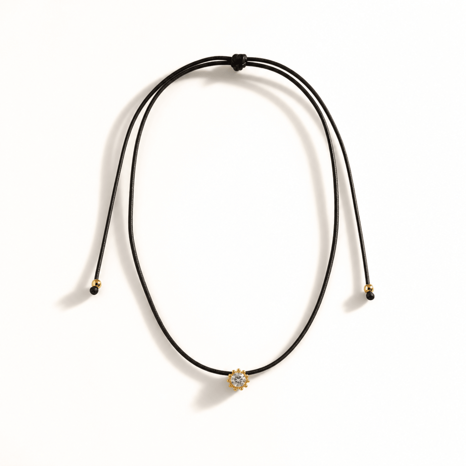 Black Cord Blue Topaz Gemstone Necklace - Dainty London