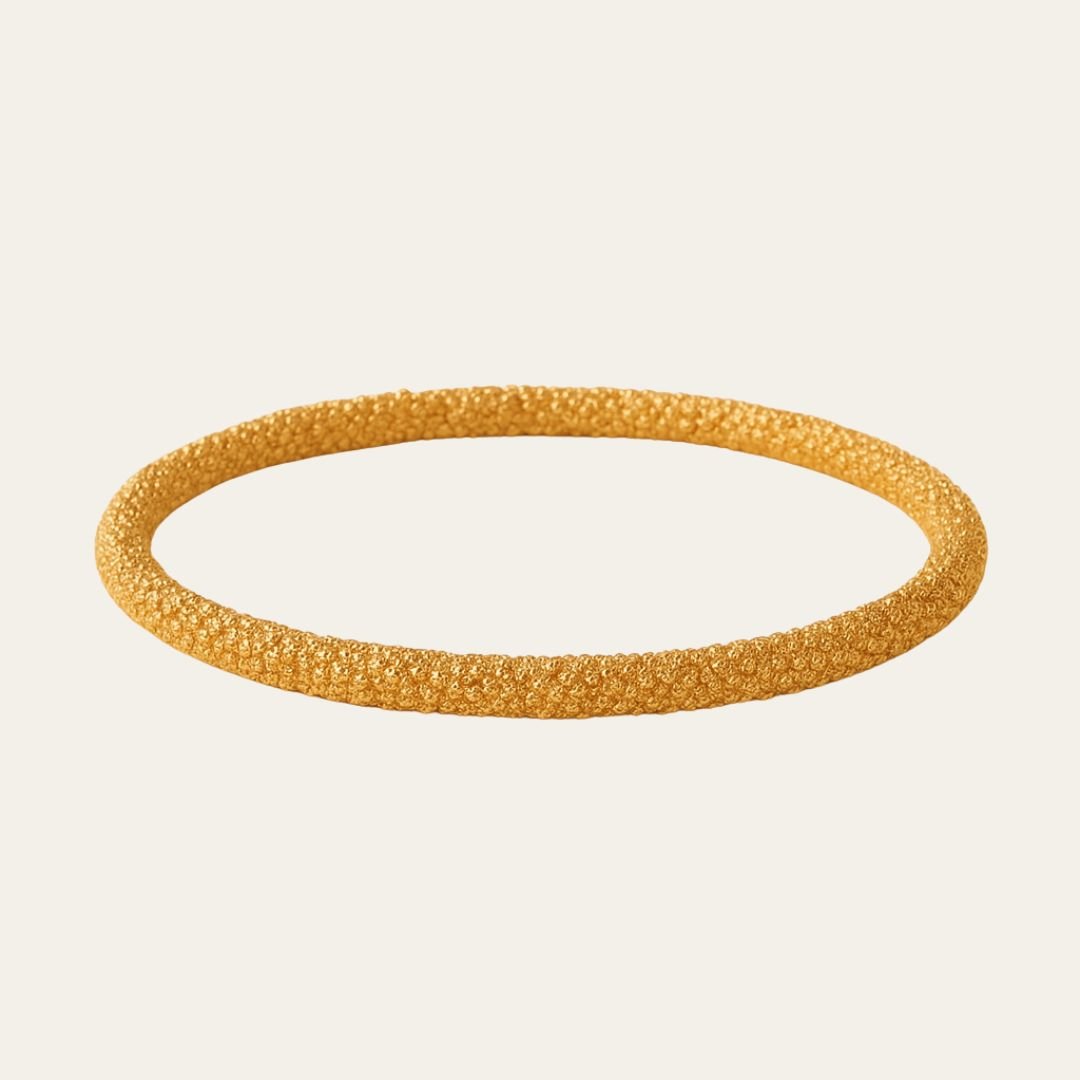 Chunky Gold Grain Bangle - Dainty London