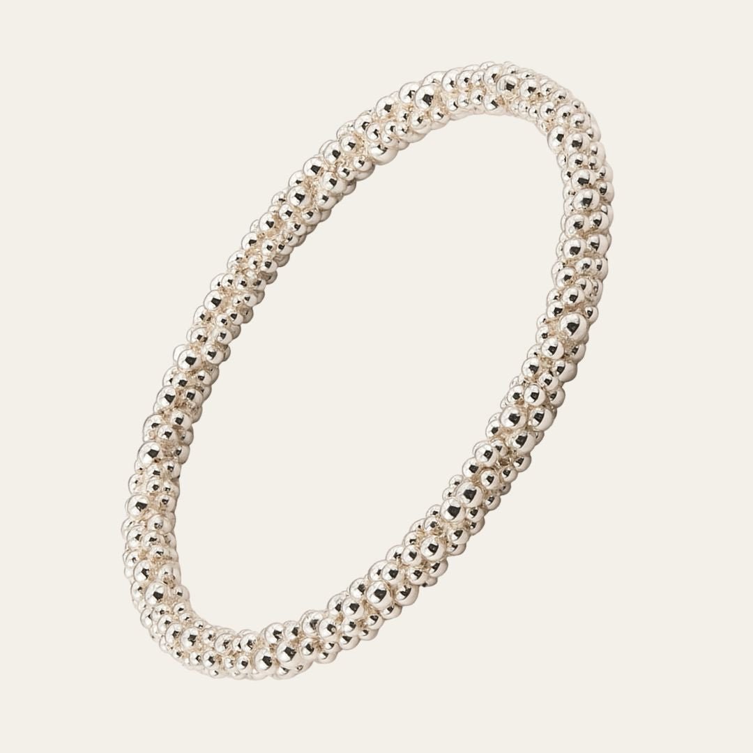 Chunky Silver Grain Bangle - Dainty London