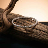 Chunky Silver Grain Bangle - Dainty London