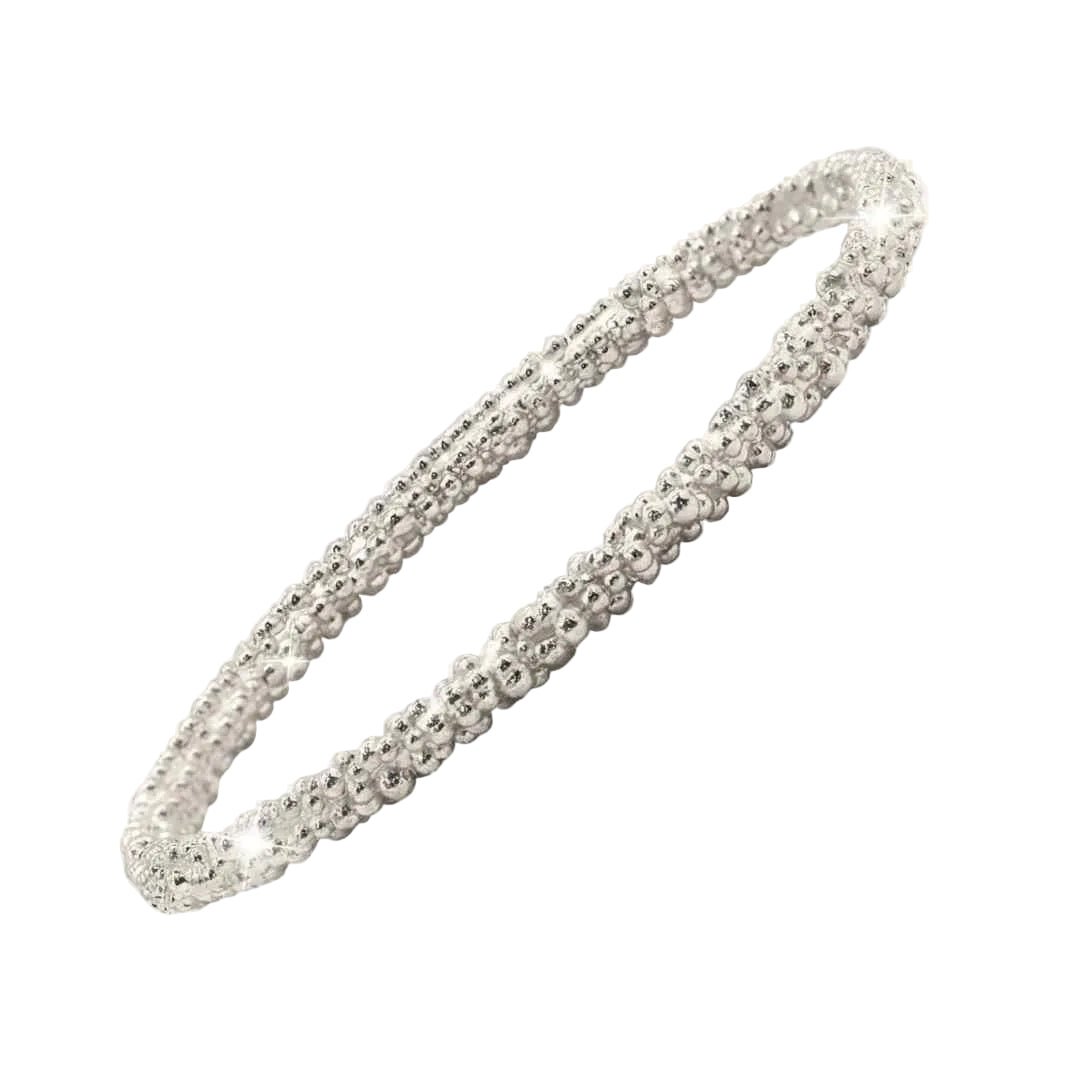 Chunky Silver Grain Bangle - Dainty London