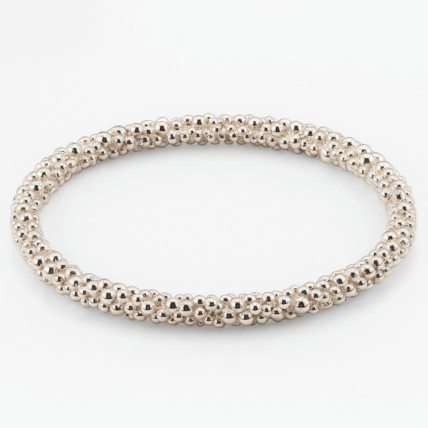 Chunky Silver Grain Bangle - Dainty London
