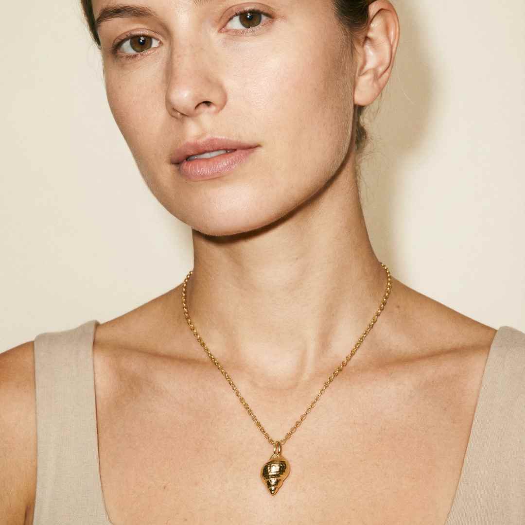 Chunky Solid 9ct Gold Maxi Periwinkle Necklace - Dainty London