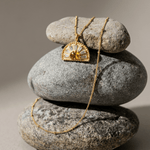 Citrine and white topaz sunrise pendant necklace - Solara - Dainty London