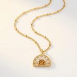Citrine and white topaz sunrise pendant necklace - Solara - Dainty London
