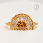 Citrine and white topaz sunrise ring - Solara - Dainty London