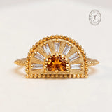 Citrine and white topaz sunrise ring - Solara - Dainty London