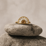Citrine and white topaz sunrise ring - Solara - Dainty London