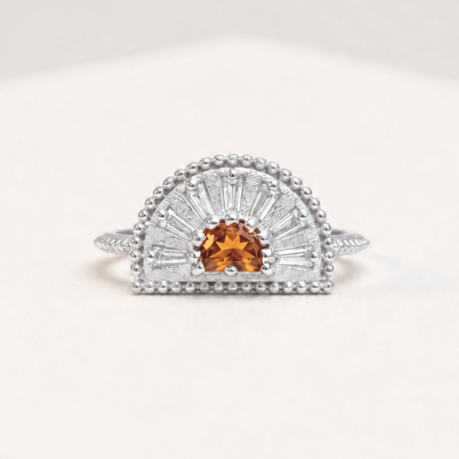 Citrine and white topaz sunrise ring - Solara - Dainty London