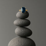 Solid Gold London Blue Topaz Ring - Cleodora - Dainty London London Fashion Week Cleodora Ring | Electric Blue Topaz & 9ct Fairtrade Gold | Liberty & Selfridges Style | Award-Winning British Design | Best Jewellery Design