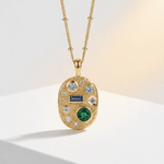 Cornish-Inspired Emerald & Diamond Necklace - The Morwenna Pendant