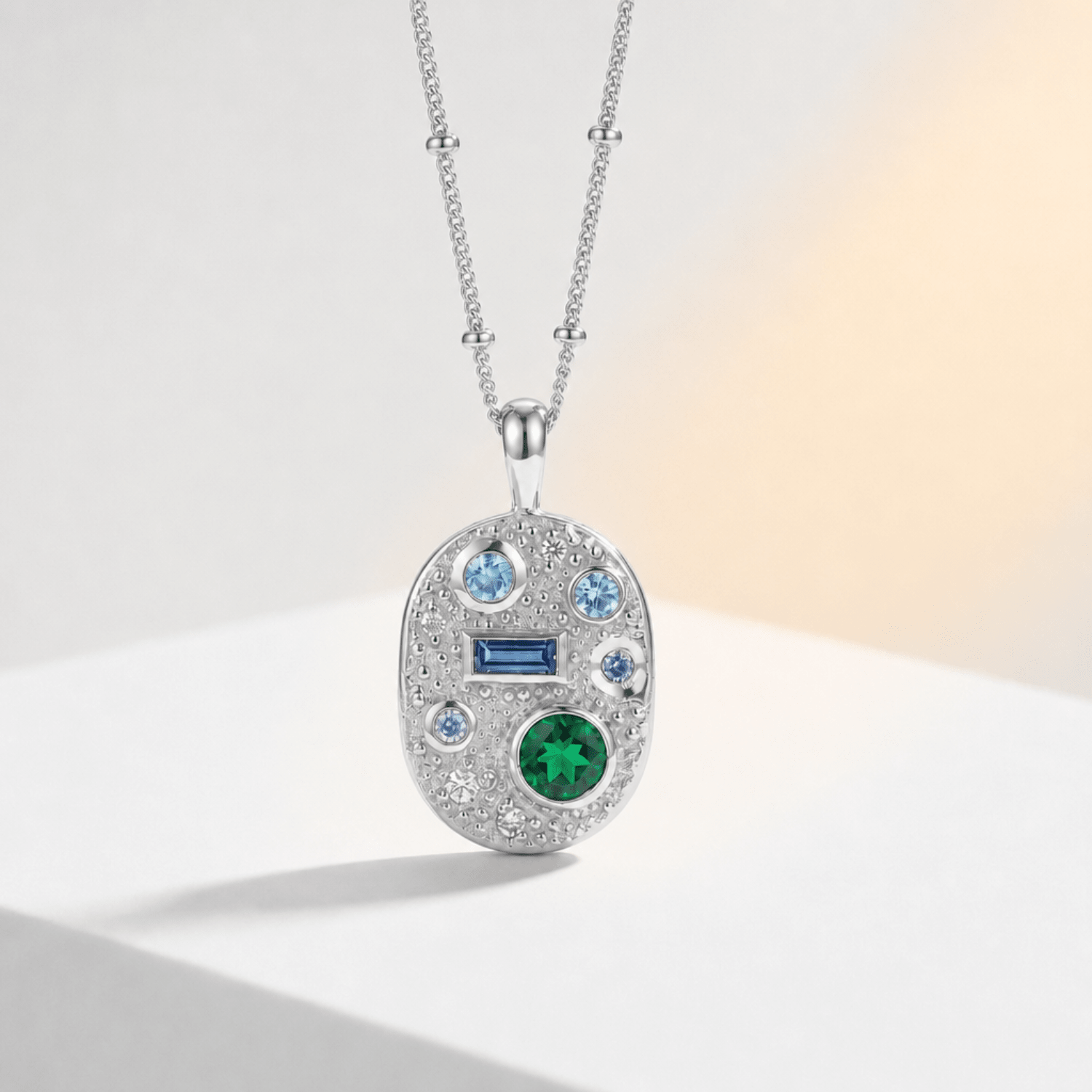 Cornish-Inspired Emerald & Diamond Necklace - The Morwenna Pendant