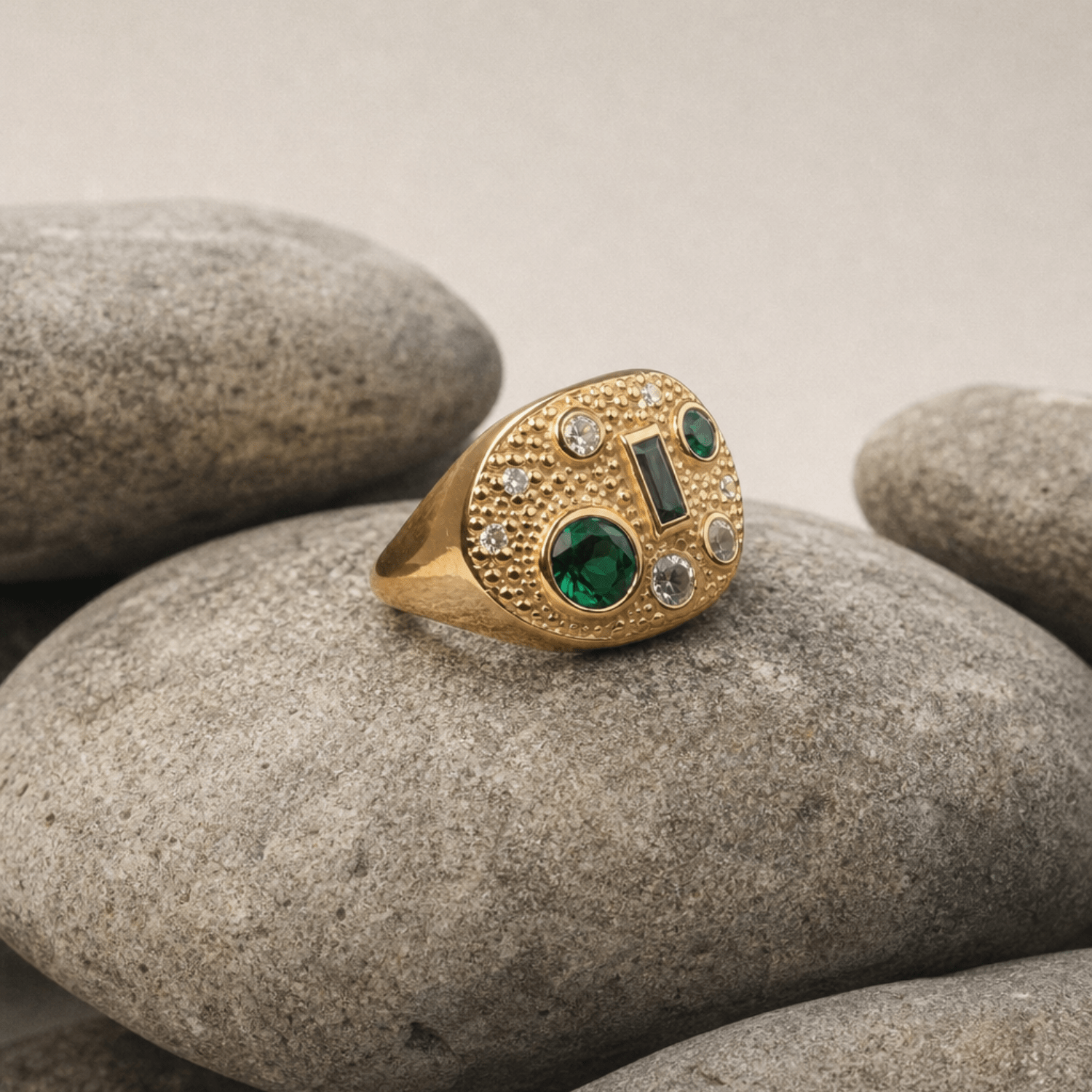 Cornish-inspired emerald and diamond ring - The Morwenna - Dainty London