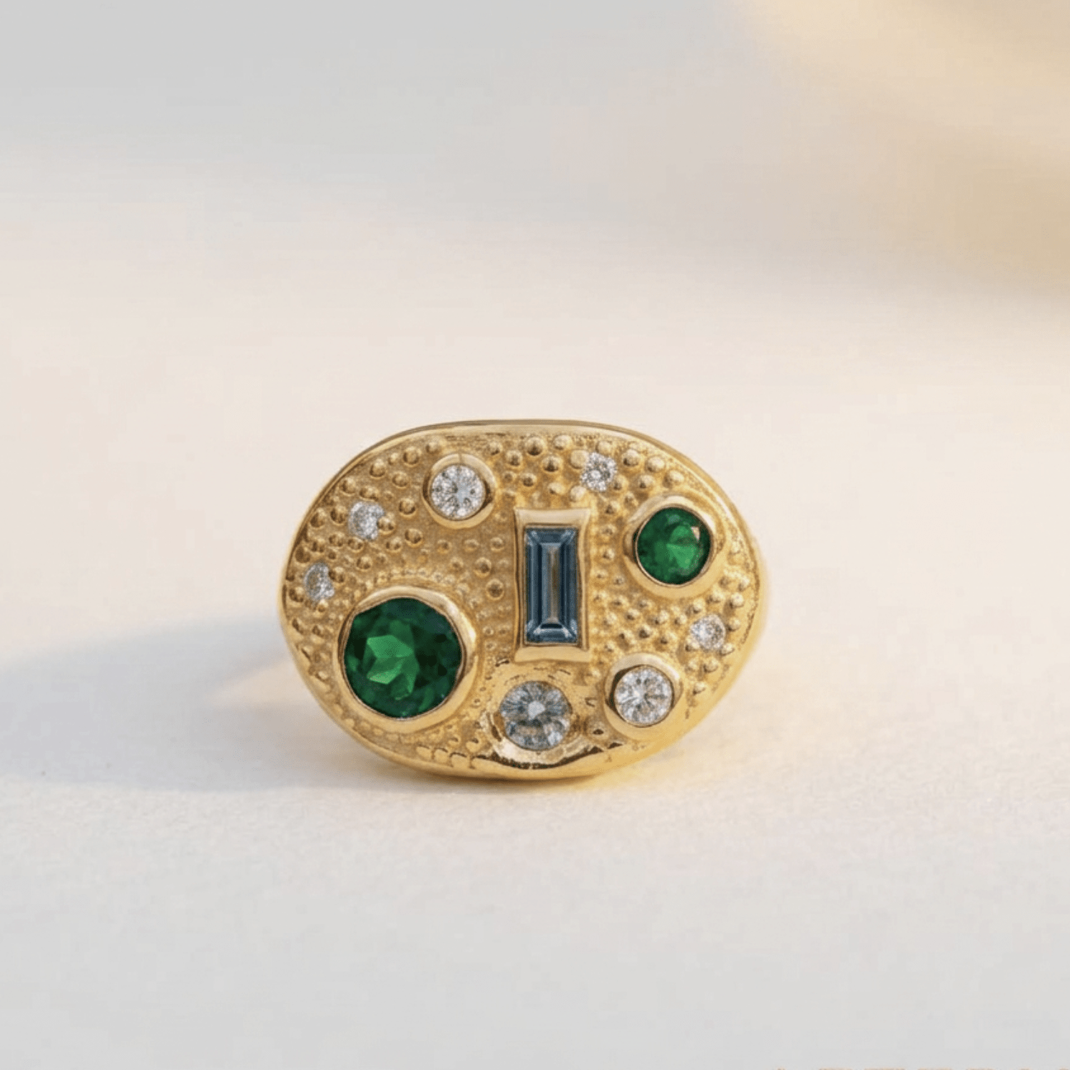 Cornish-inspired emerald and diamond ring - The Morwenna - Dainty London