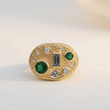 Cornish-inspired emerald and diamond ring - The Morwenna - Dainty London