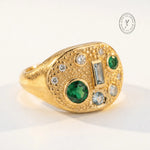 Cornish-inspired emerald and diamond ring - The Morwenna - Dainty London