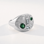 Cornish-Inspired Emerald & Diamond Ring - The Morwenna Ring - Dainty London
