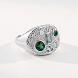 Cornish-Inspired Emerald & Diamond Ring - The Morwenna Ring - Dainty London