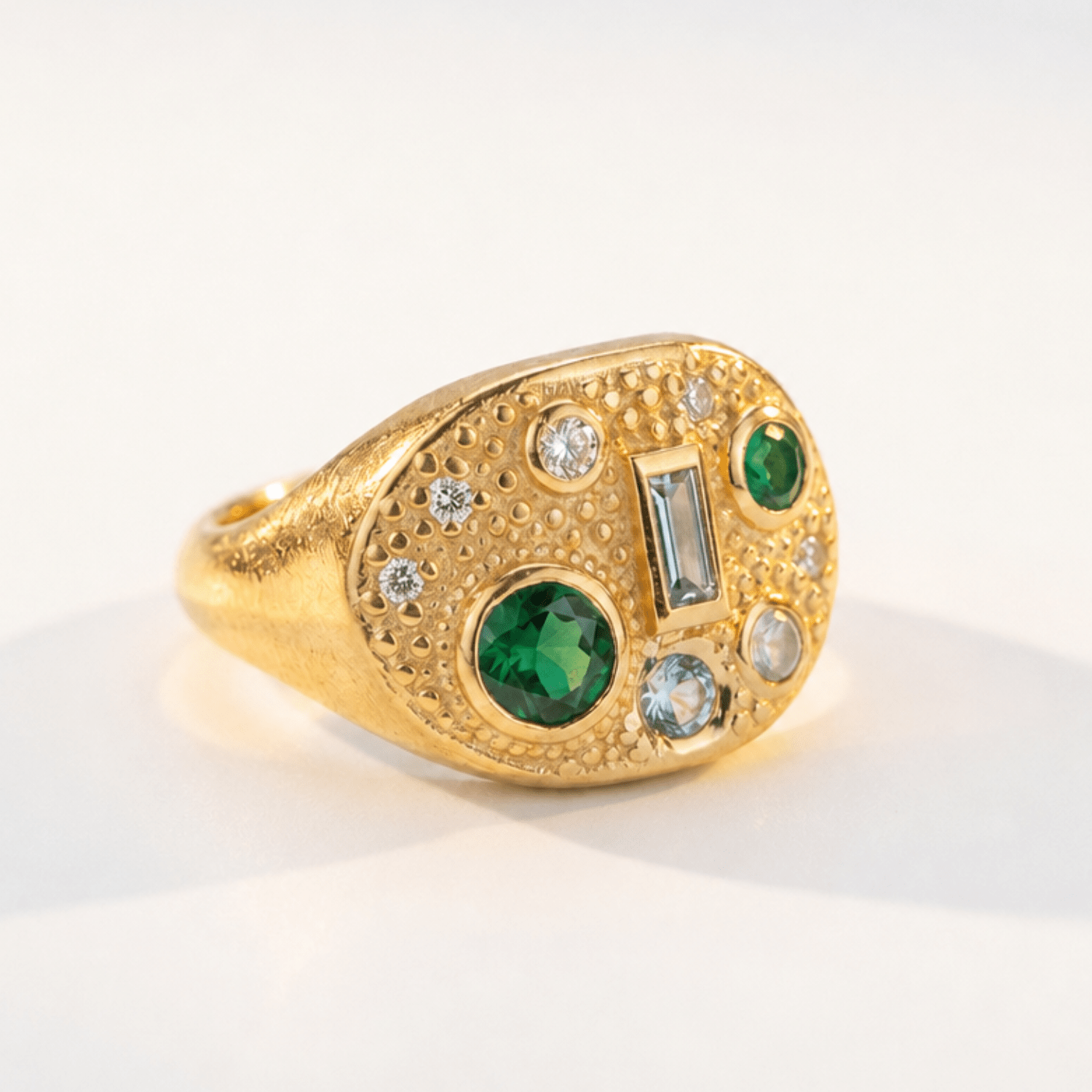 Cornish-inspired emerald and diamond ring - The Morwenna - Dainty London