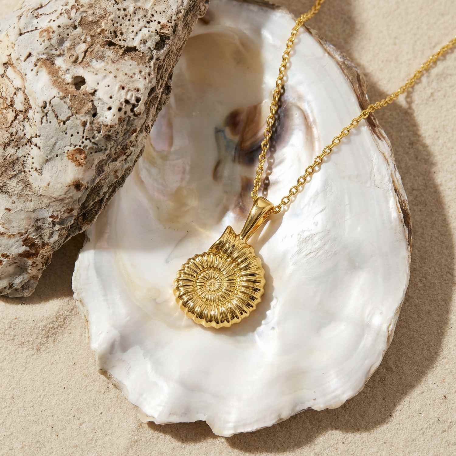 Dainty Gold Ammonite Fossil Necklace - Dainty London