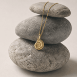 Gold ammonite fossil pendant necklace - Dainty London