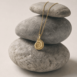 Gold ammonite fossil pendant necklace - Dainty London