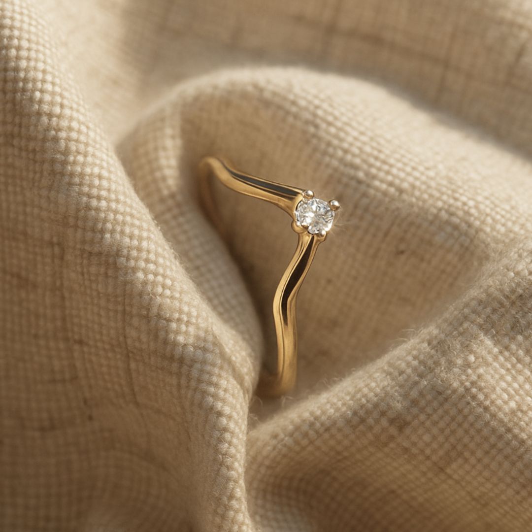 Dainty Gold Diamond Ring - Calista - Dainty London