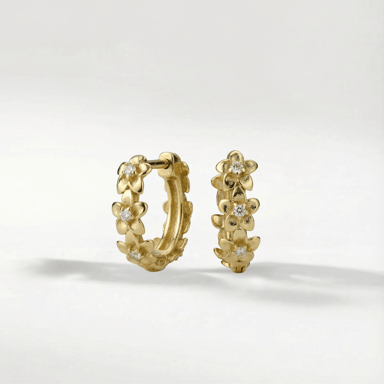 Dainty Gold Flower Huggie Hoops - Dainty London