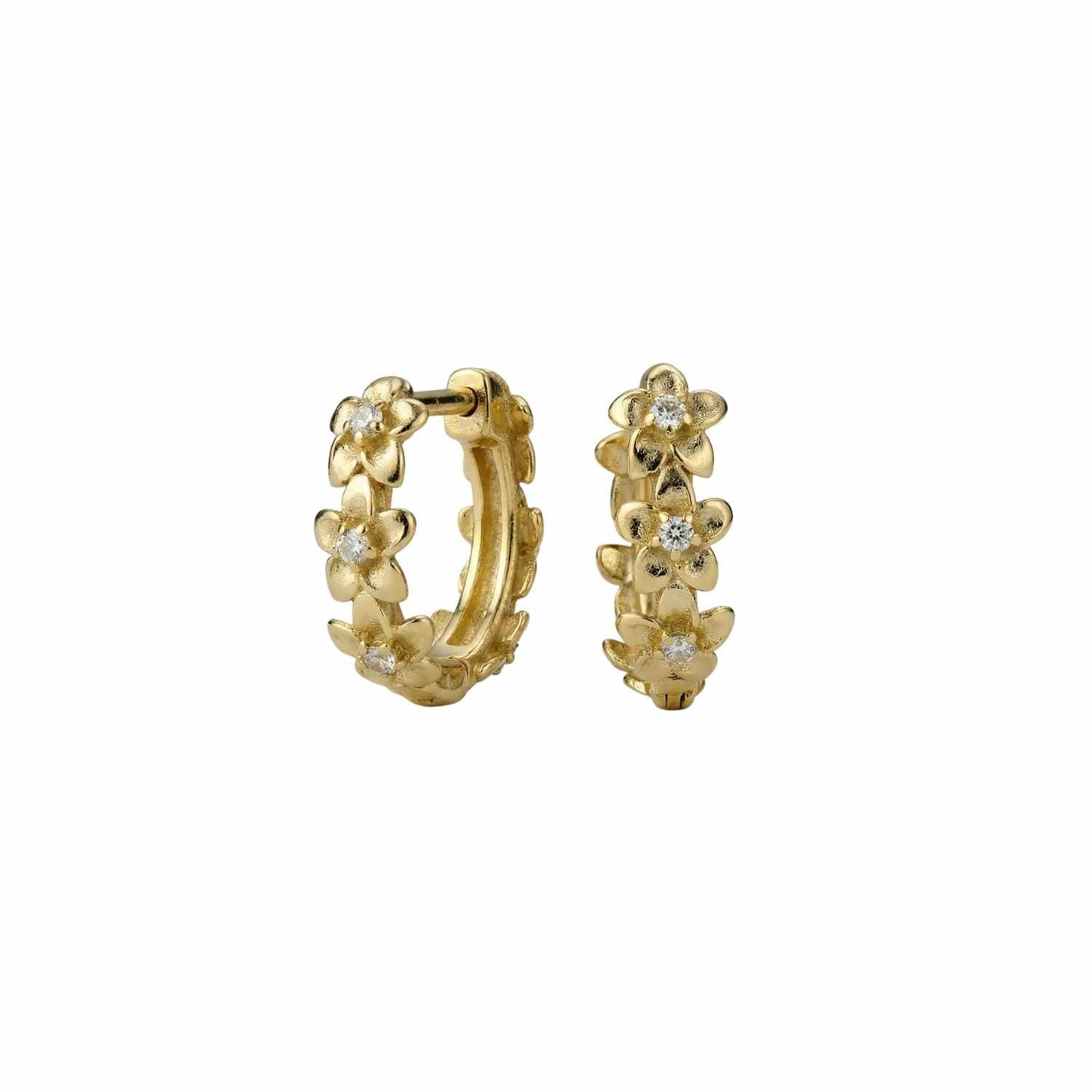 Dainty Gold Flower Huggie Hoops - Dainty London