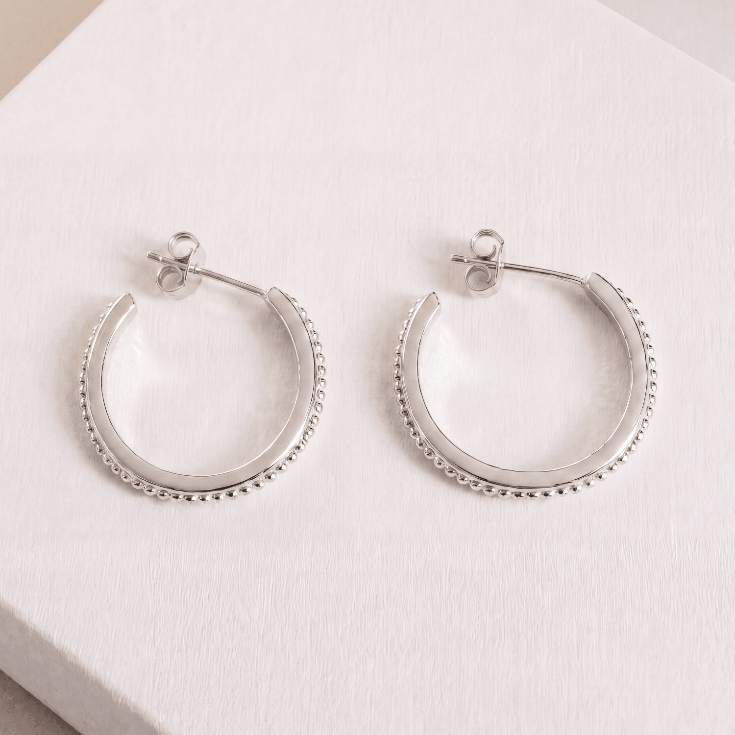 Dainty Granulation Hoop Earrings | Sterling Silver & 18K Gold Vermeil | Everyday Minimalist Hoops