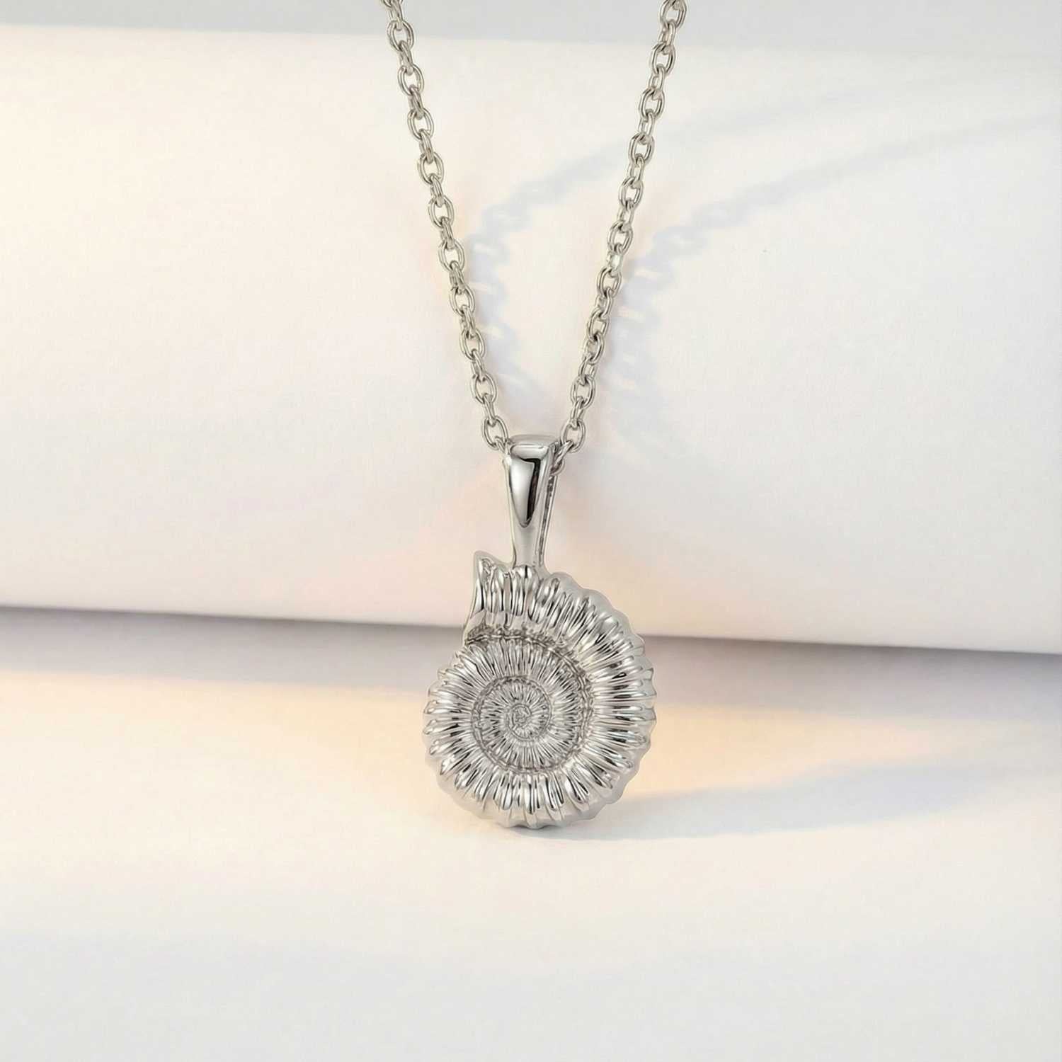Dainty Silver Ammonite Fossil Necklace - Dainty London