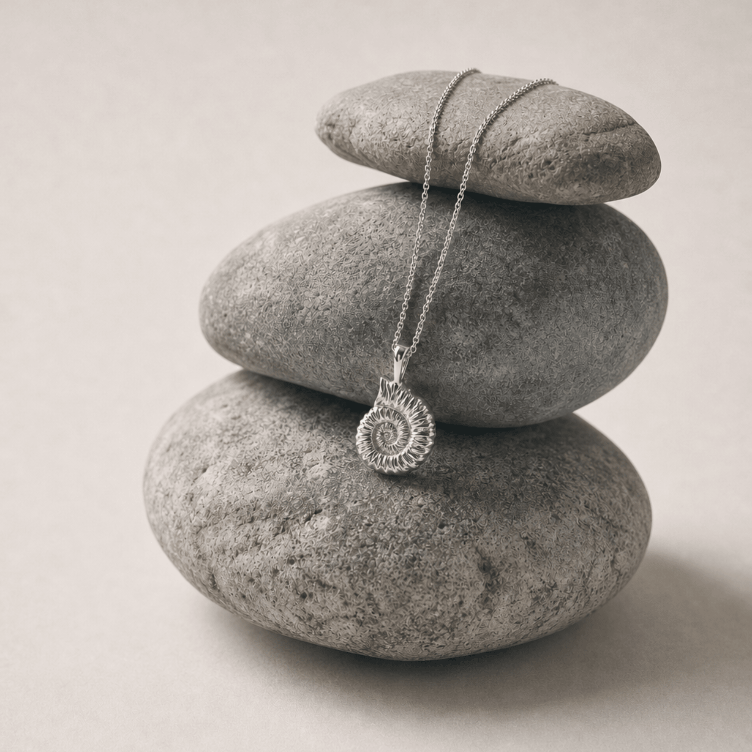Dainty Silver Ammonite Fossil Necklace - Dainty London