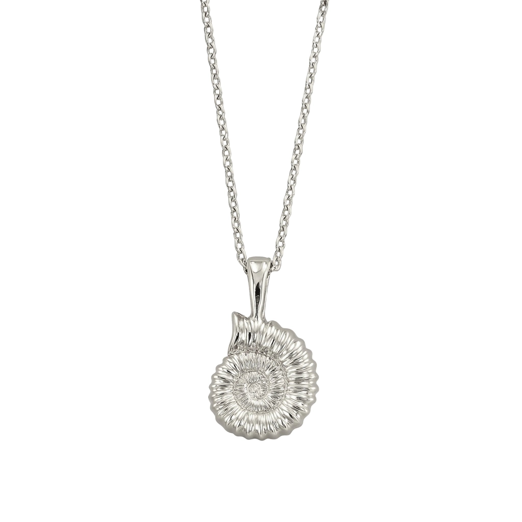 Dainty Silver Ammonite Fossil Necklace - Dainty London
