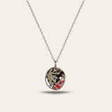 Dainty Silver Cluster Gemstone Necklace with Rainbow Gemstones - Dainty London