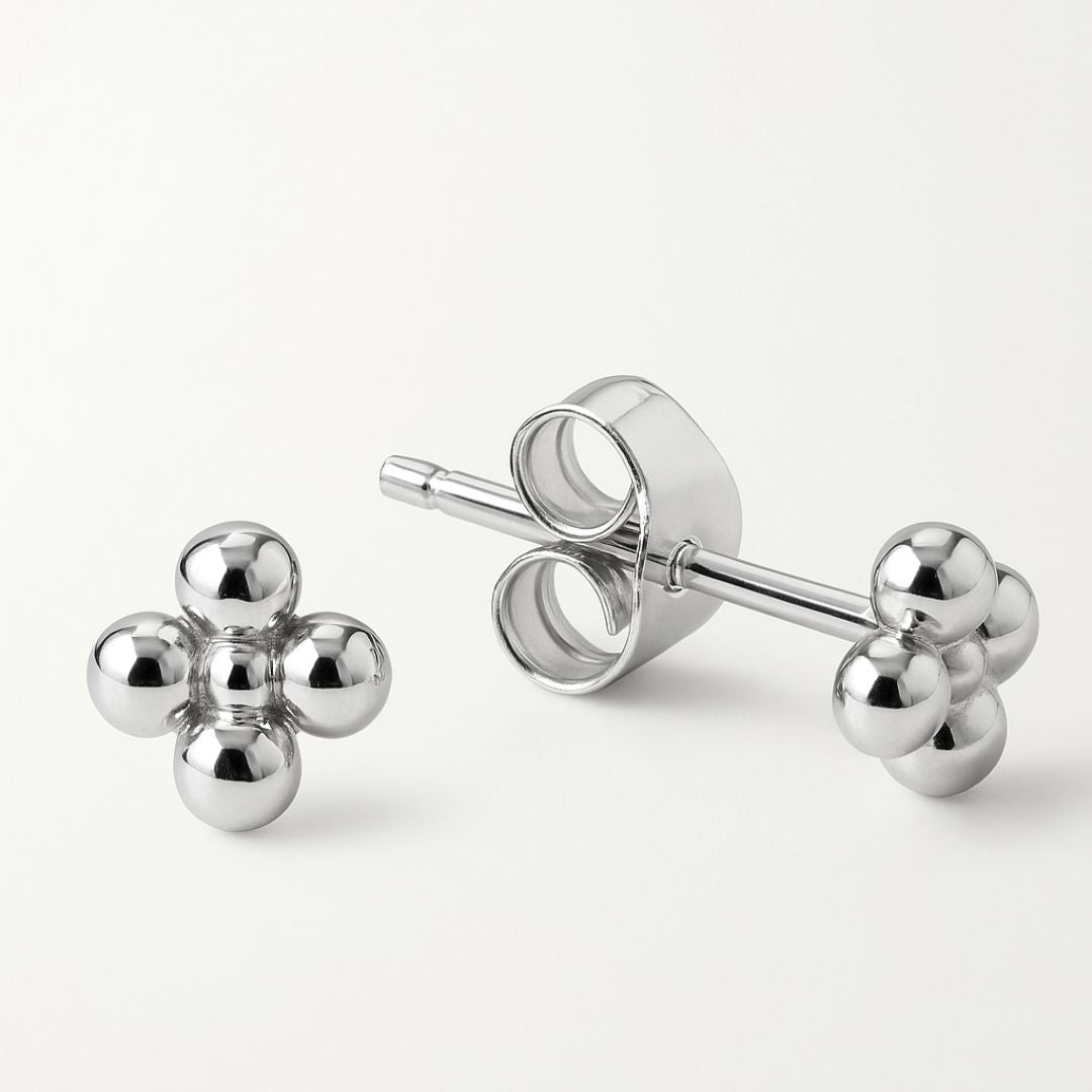 Dainty Silver Cluster Stud Earrings - Dainty London