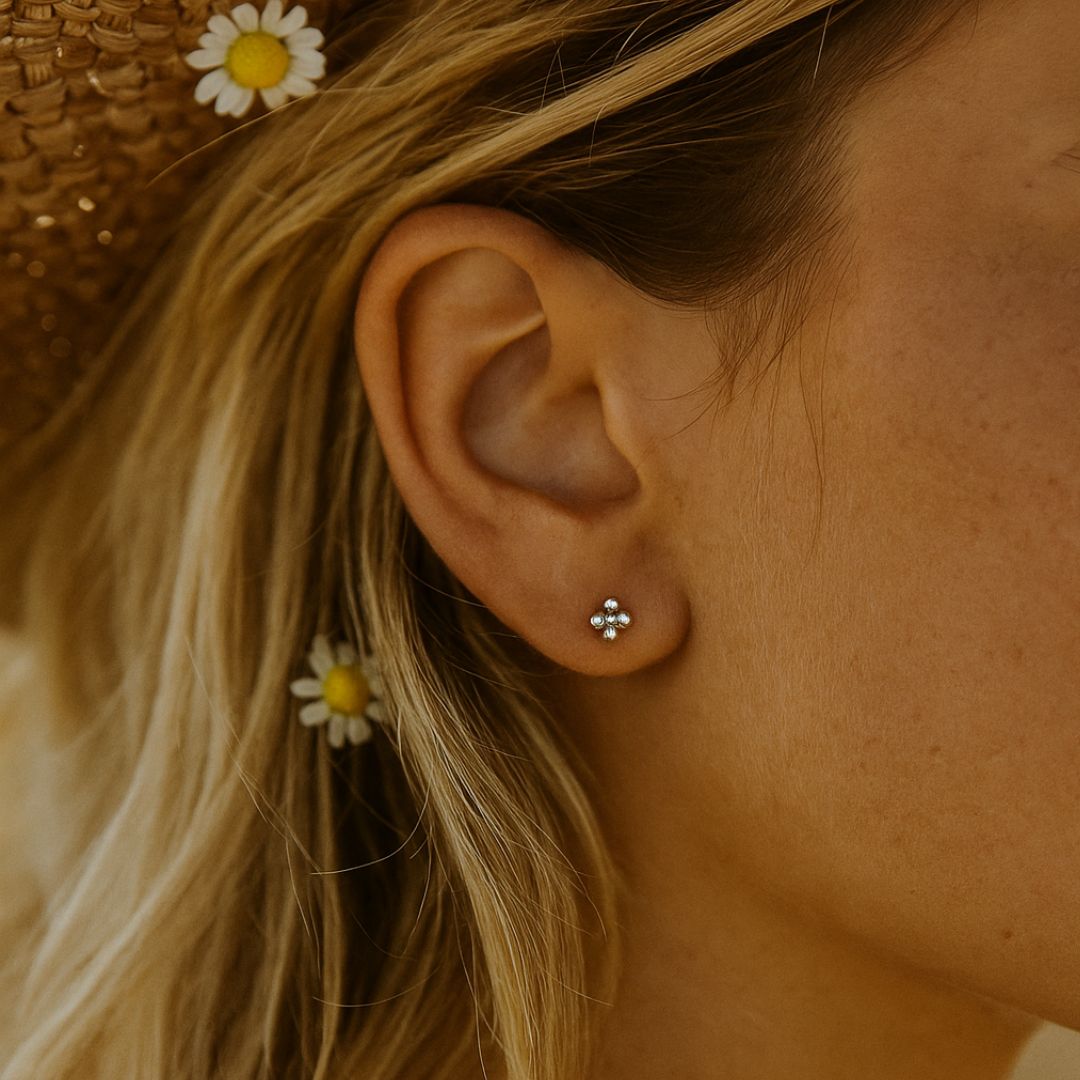 Dainty Silver Cluster Stud Earrings - Dainty London