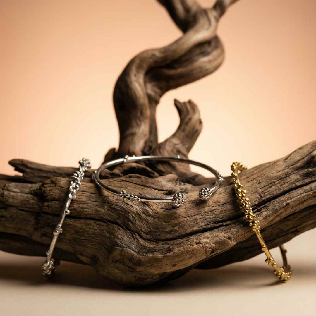 Dainty Silver Grain Bangle - Dainty London